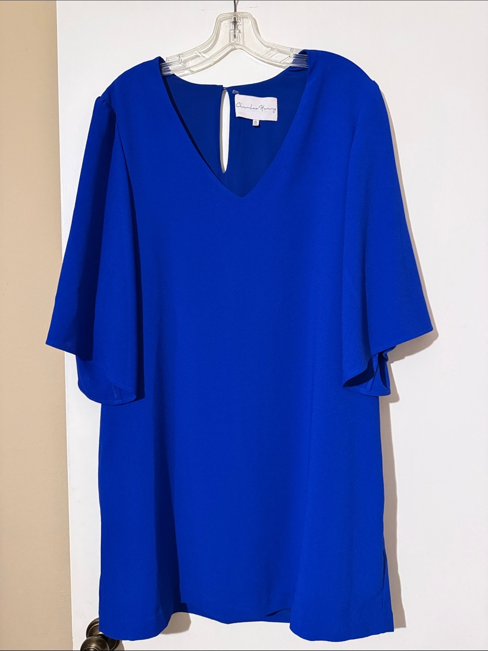Chandler Henry Royal Blue V-Neck Flutter Sleeve Top